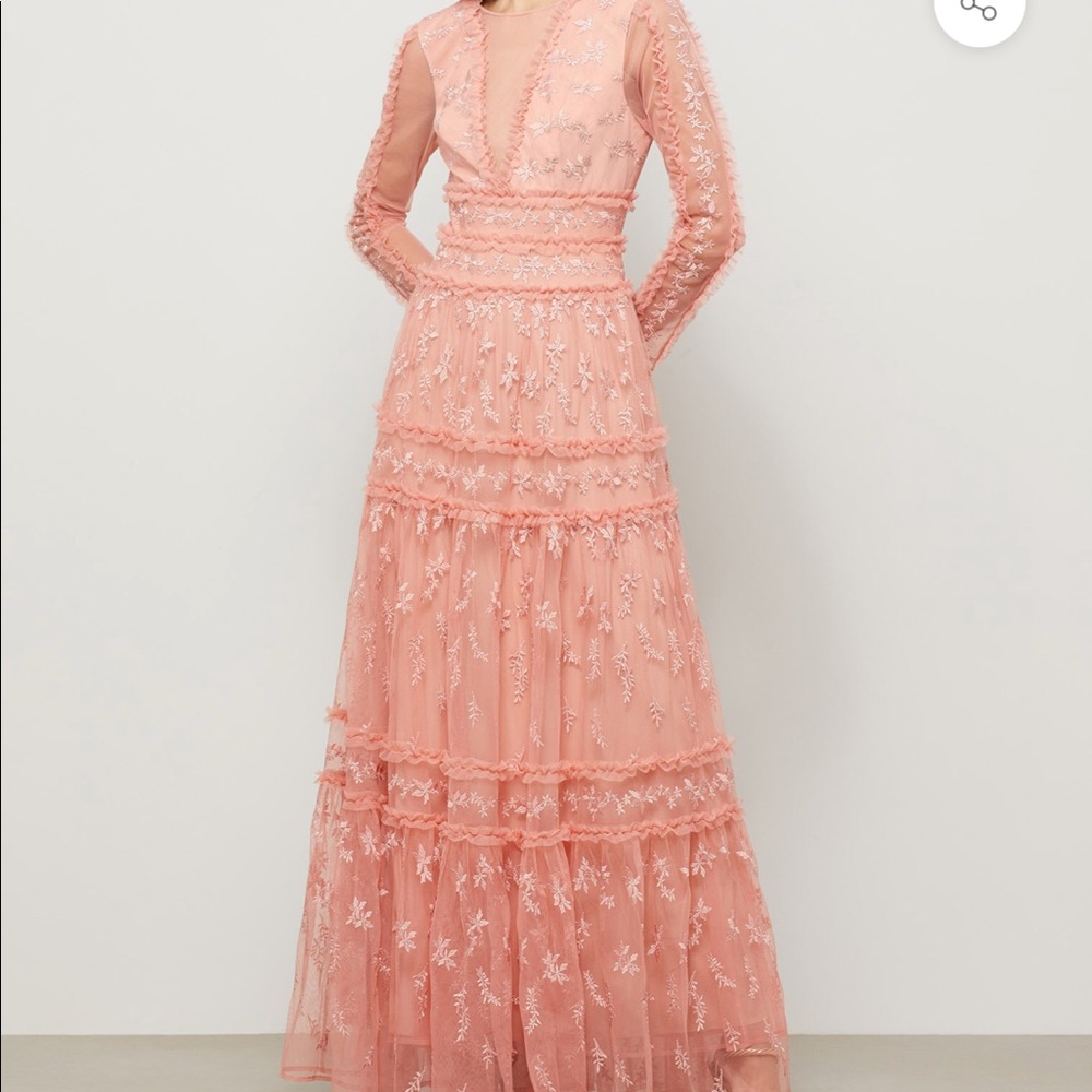 BCBG TIERED TULLE MAXI DRESS